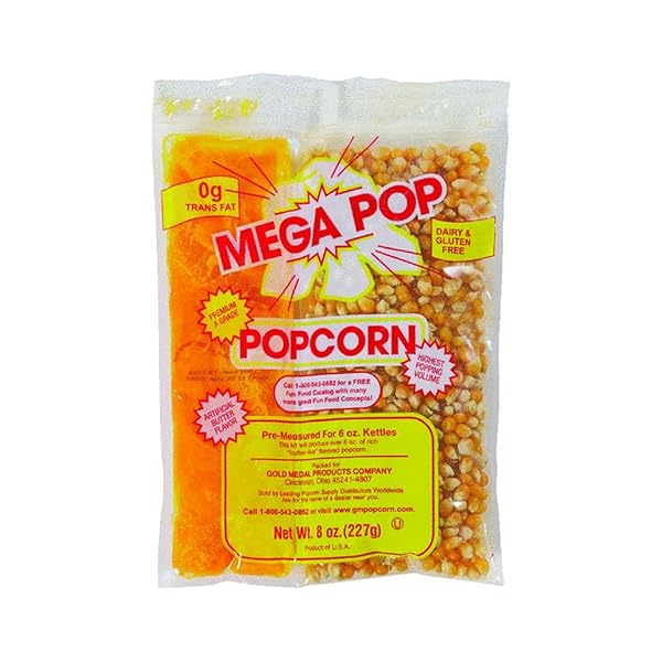 GOLD MEDAL 2611432 MEGA POP POPCORN BUTTER 8 OZ. PACK, 36/CARTON (2836)