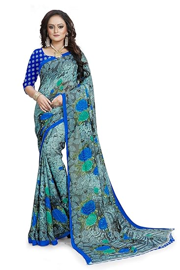 Indian Women's Georgette Saree with Blouse Piece