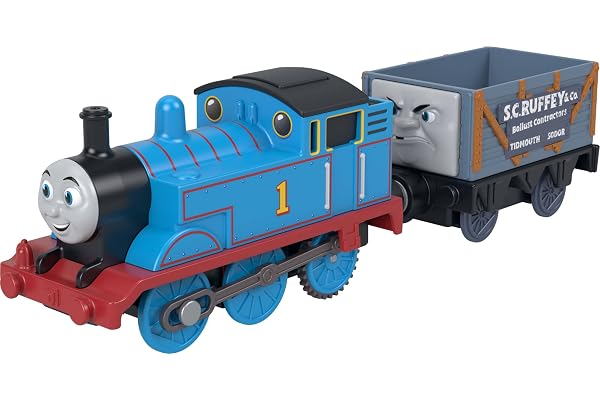 Thomas & Friends by Fisher-Price Motorized Toy Train, Battery-Powered Thomas Engine & S.C. Ruffey Truck, Classic Characters f