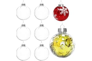 CZRRZL 12 Pack Clear Plastic Christmas Ornaments Balls,2.36 Inch Ornament Discs,Round Clear Plastic Fillable Ornament Christmas Ball for Crafts,Christmas Decor,Christmas Tree Baubles（60MM）