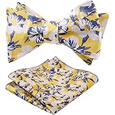 Alizeal Mens 2pcs Classic Floral Pattern Self-tied Bow Tie and Handkerchief Set