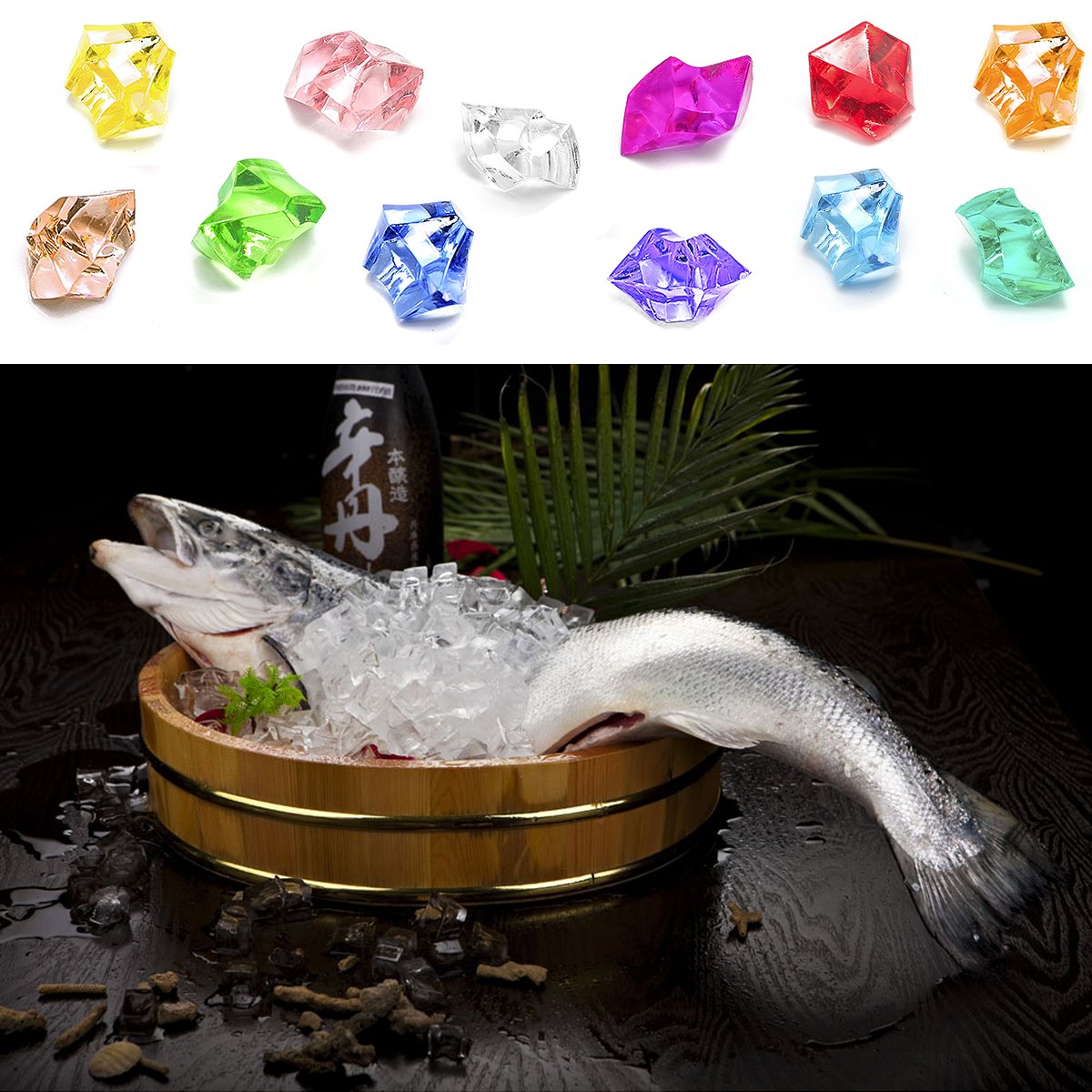 Acrylic Clear Ice Rock Diamond Crystals Rocks Fake Ice Cubes for Decoration Vase Fillers Table Scatter Party Favor Wedding Arts Crafts, Yellow Acrylic Ice cubes 150 PCS by Domestar