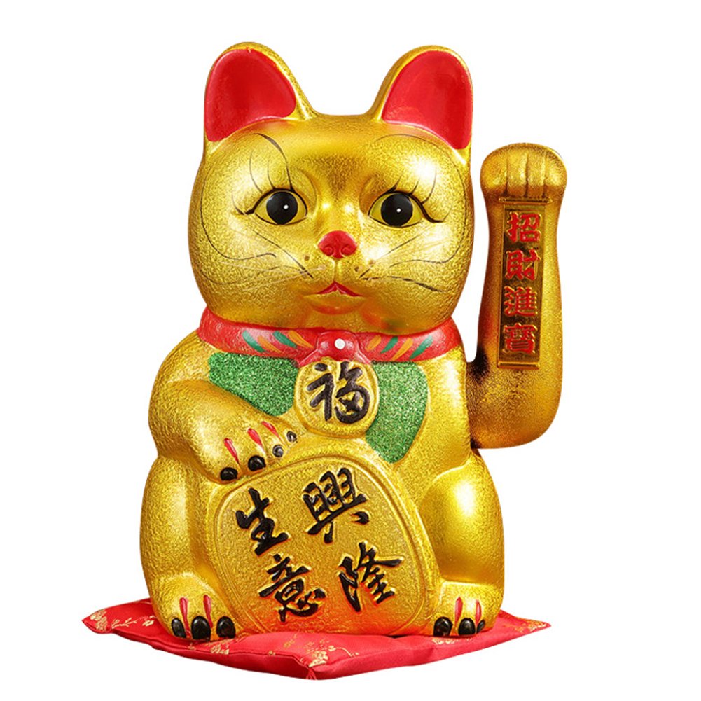Photo 1 of 11" Waving Lucky Fortune Cat Maneki Neko Japanese Porcelain Lucky Cat H26CM