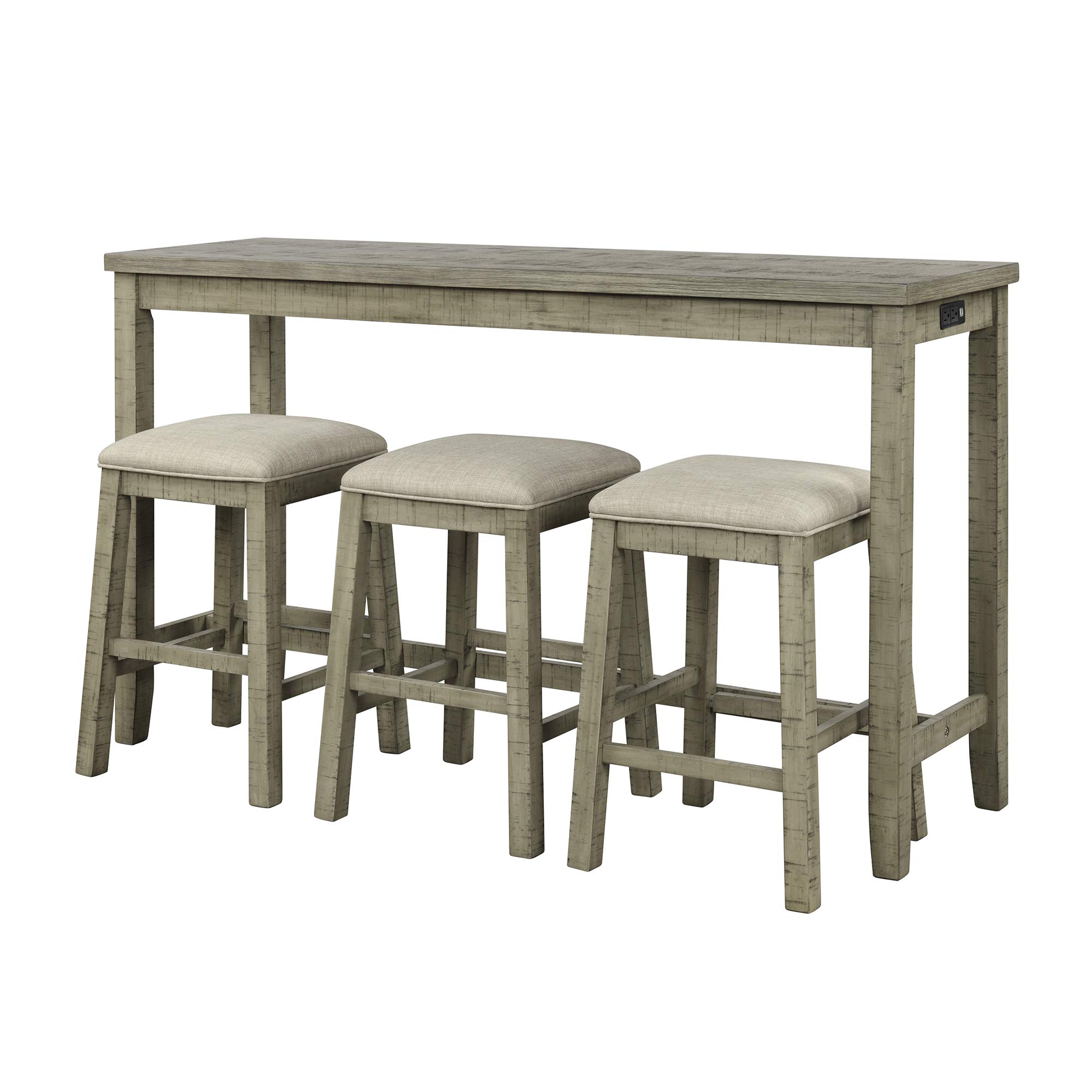 Photo 1 of Green SPOFLYINN 4-Piece Table Chair Set Built-in USB Port Space Saving Design Furniture Set with 3 Stools Perfect for Small Apartments Studios Green One Size