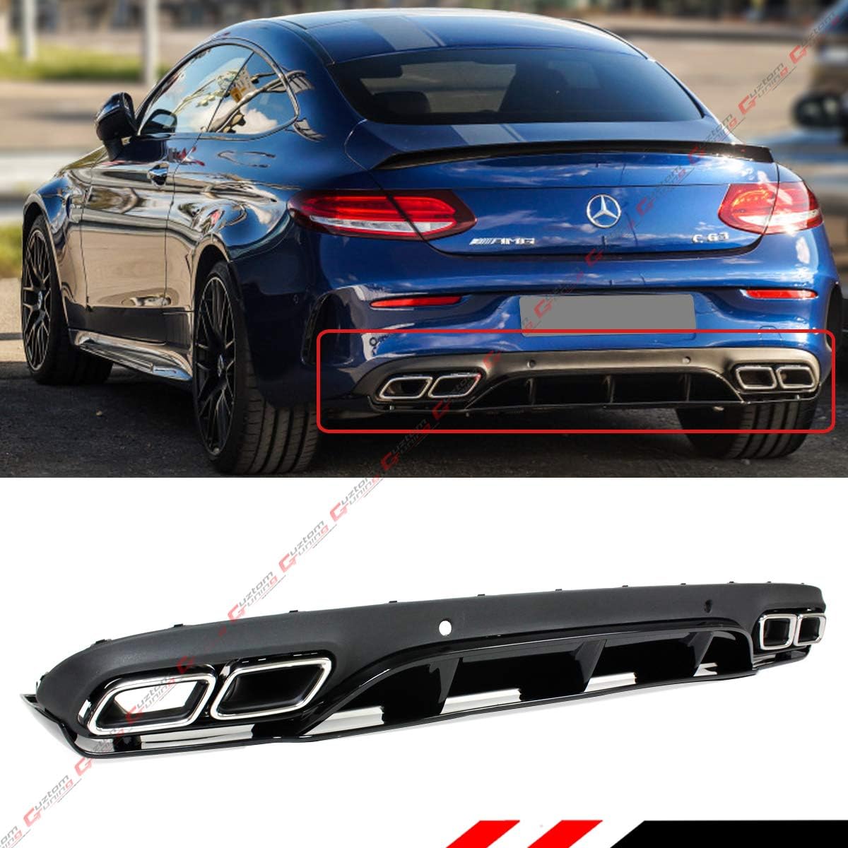 Amazon Com Fits For 17 19 Mercedes Benz W5 2 Door Coupe Amg C63 Edition 1 Style Rear Bumper Diffuser Chrome Exhaust Tips Automotive