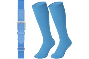 LEACOOLKEY Baseball Belt and Socks Combo Set Adjustable Softball Socks and Elastic Belt for Youth and Adult