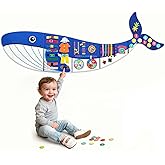 Rivibou Whale Foldable Activities Montessori Busy Board Toddler Busy Board Montessoris Toys for 3+ Years Old Wall Panel