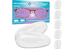 GMS Optical 3.2mm Extra-Thick / 15mm Medium-Length - Adhesive Air Bag Teardrop Anti-Slip Silicone Nose Pad Reduce Pressure and Prevent Slipping for Glasses, Eyeglasses, Sunglasses (5 Pair)(Clear)