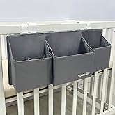 surebaby Hanging Baby Diaper Caddy, 3-in-1 Diaper Caddy Organizer Holder For Baby Crib, Nursery Organization Diaper Stacker Storage For Crib, Changing Table-Grey