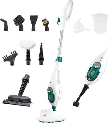Steamclean Multi10 Max 10 en 1 Balai Vapeur Nettoyeur Multifonctions, Aspirateur Vapeur 1500W, Élimine 99.9% des Virus et des Bactéries, Manche télescopique extensible, Émission maximale de vapeur