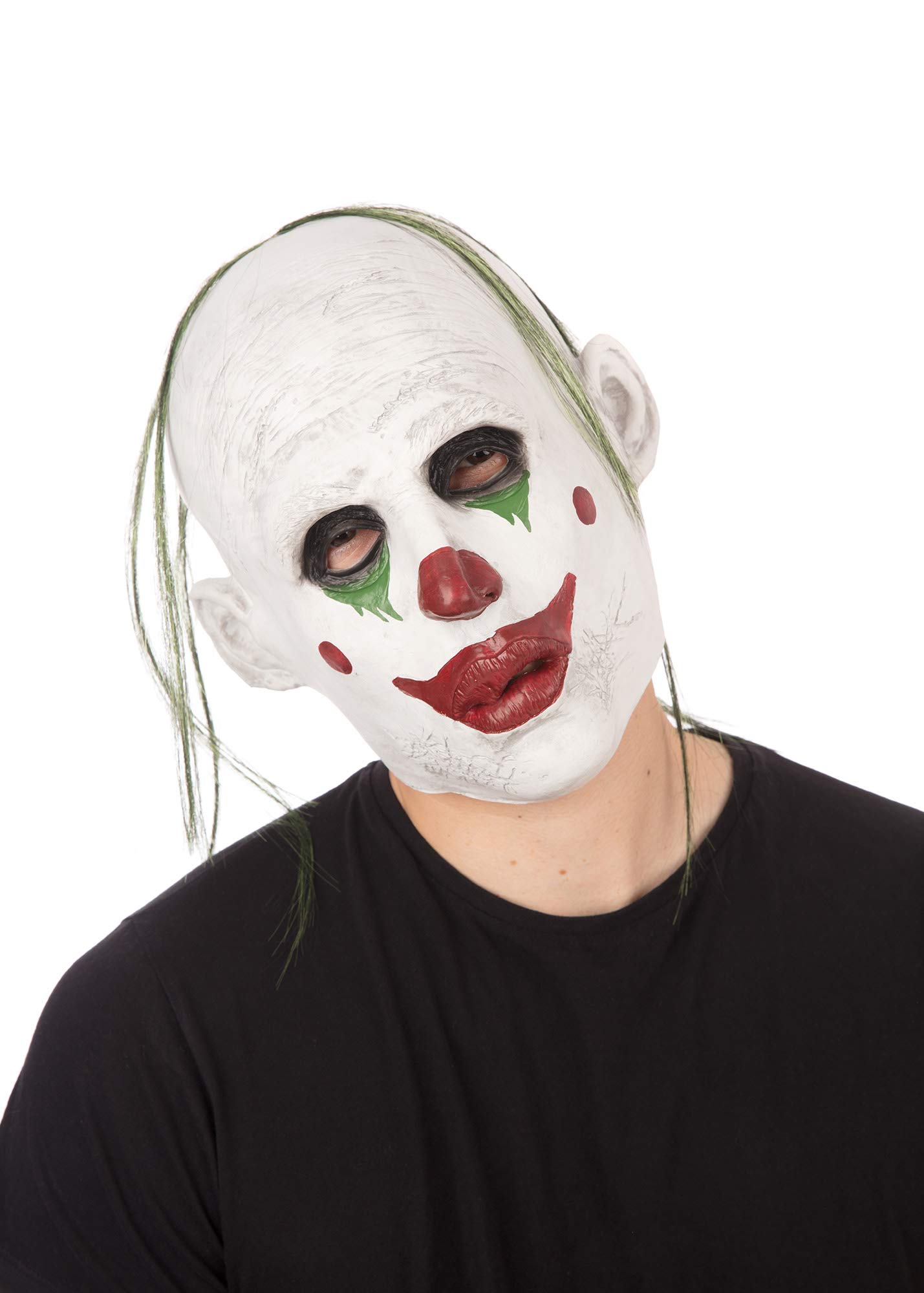 White Rubber Clown Mask with Hair (Pack of 1) - Durable & Realistic Design, Perfect Accessory for Halloween Parties, Cosplay, & More Halloween