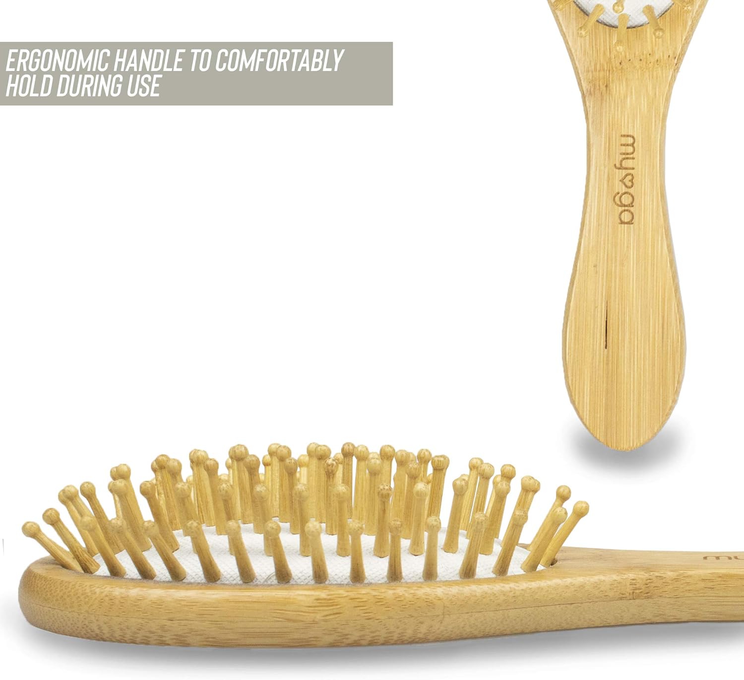 Myga 100% Natural Bamboo Hairbrush, Big Bamboo Handle and Brush Bristles - Image 5
