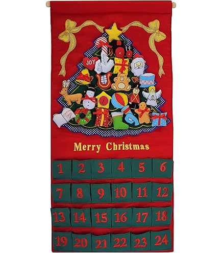 アドベントカレンダー　サンタイズカミング Amazon.com: Santa's Workshop Fabric Advent Calendar