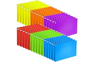 KOORITO 30 Pack Extra Capacity Hanging File Folders Reinforced Letter Size Hanging Folders with 1 Inch Expansion, 1/5 Cut Adjustable Tab Inserts for Office, School, Home Supplies, Assorted Colors