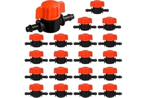WZFLRUA 20 Pack 1/4 Inch Drip Irrigation Valve Fittings - 1/4'' Drip In-Line Shut Off Valve Anti-Drop Barbed Flow Control Valve Connectors for 1/4 Inch Drip Tubing System