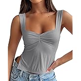 Balimtoy Women's Summer Trendy Going Out Tops Sleeveless Backless Sweetheart Neck Bustier Tank Top Sexy Y2K Crop Vest Cami