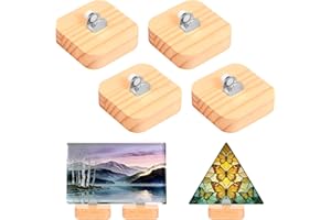 4 Pcs Wood Adjustable Glass Display Stands Easel,2.76" Mini Rustic Fused Glass Art Base Decorative Plate Stand Holder Easel f