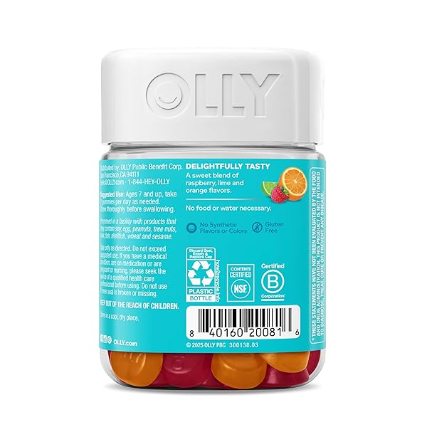 OLLY KIDS CHILLAX GUMMY, FOR A CALM AND RELAXED MOOD*, MAGNESIUM, L-THEANINE, LEMON BALM EXTRACT, CHEWABLE SUPPLEMENT, SHERBET FLAVORED, 25 DAY SUPPLY – 50 COUNT (PACKAGING MAY VARY)
