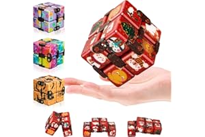 YISHIDANY 4Pcs Infinity Cube Fidget Toy Pack, Mini Magic Cubes Sensory Finger Toys for Stress Relief & Anxiety ADHD, Colorful Fidget Blocks Desk Toys for Adults Teens Kids Relaxing Party Gift