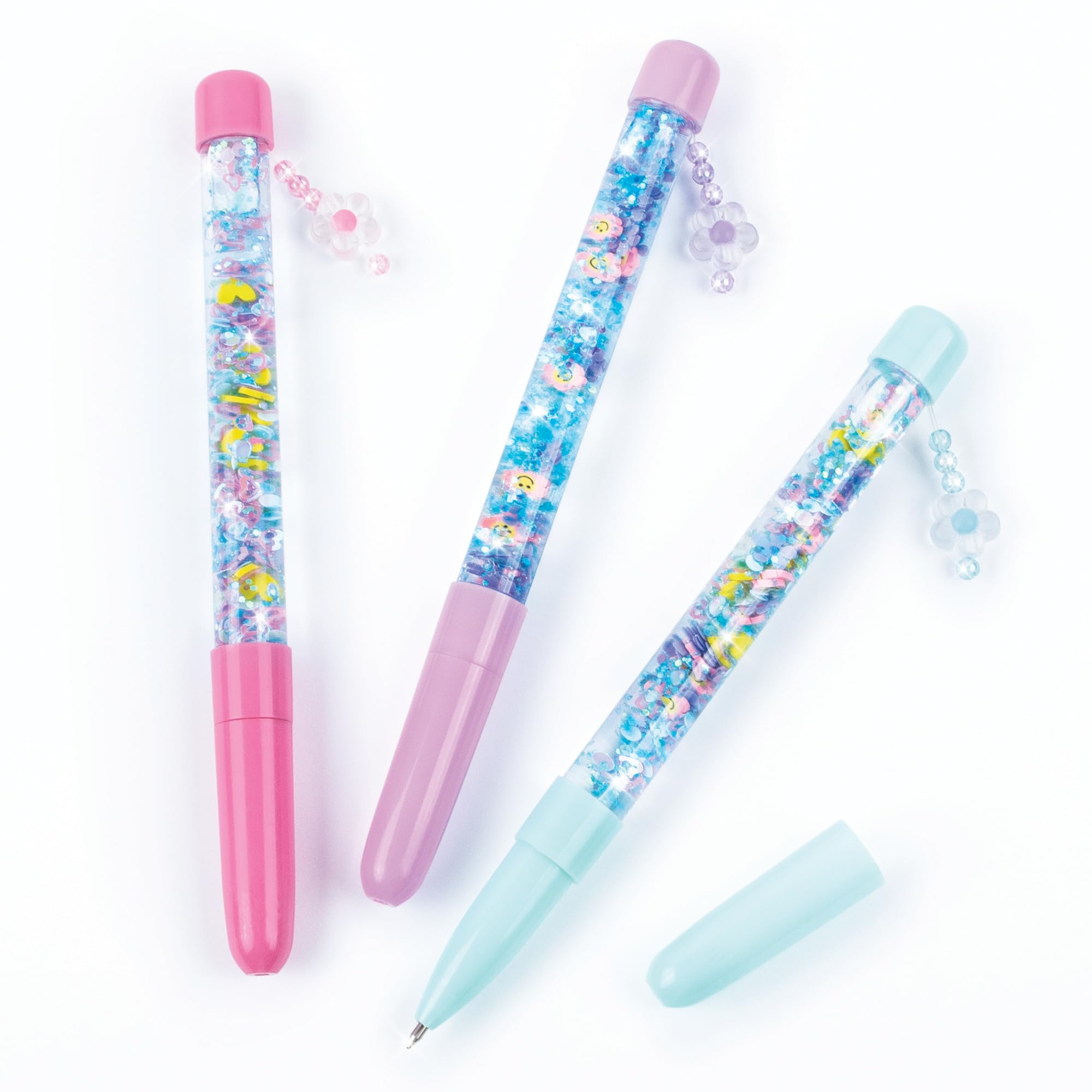 Make It Real DIY Floaty Pens Kit - Create 3 Sparkly, Customizable Pens with Glitter & Charms - Fun Craft for Tweens, Girls & Kids Ages 8+ -Mess-Free Creative Activity Great Gift for Artistic Kids