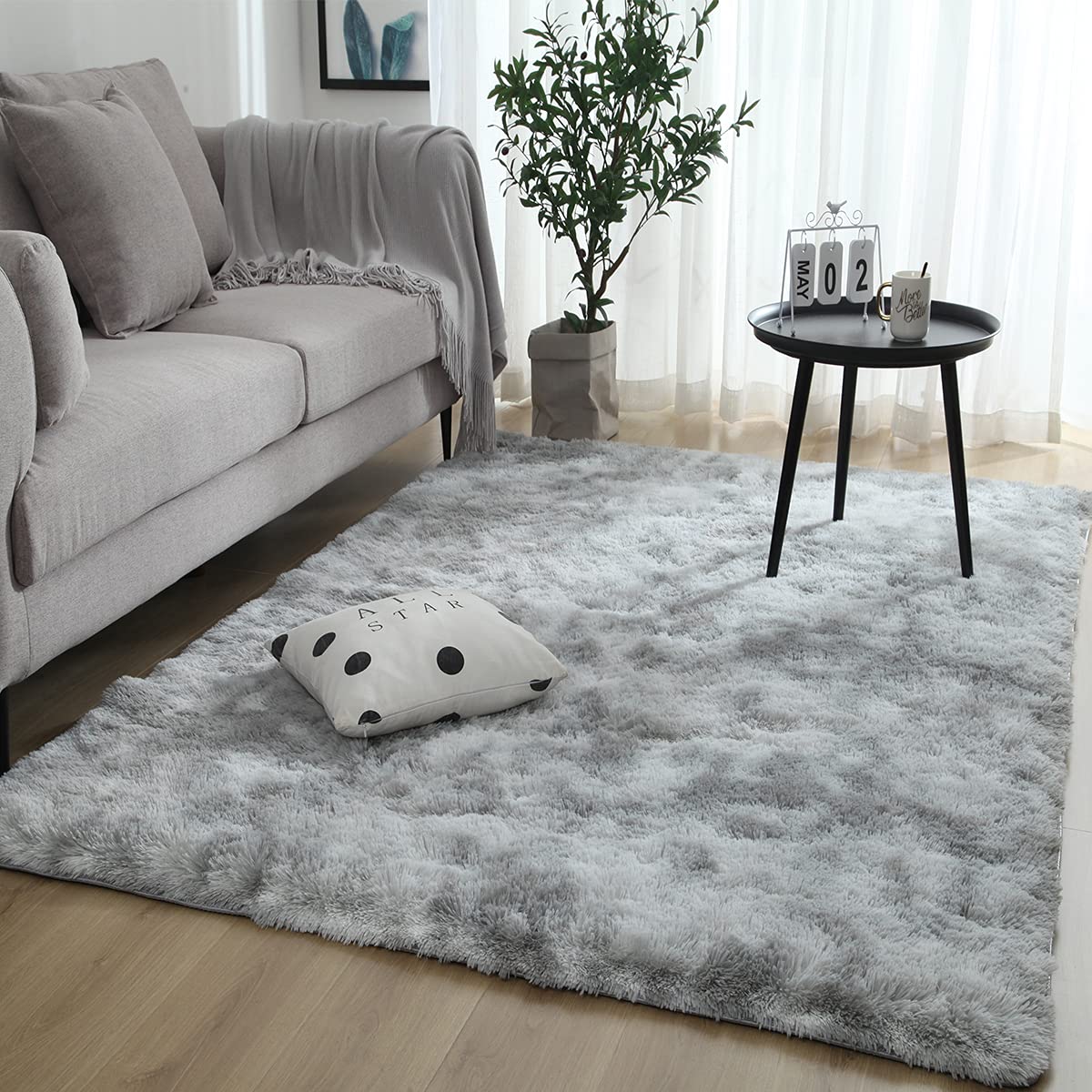 カーペット SpyFlyLie 洗えるラグ 北欧 長方形 ラグマット極厚毛足約4.0cm 絨毯 防ダニ 滑り止め付 抗菌 防臭 ふわふわ 秋冬 冷房 床暖房対応 ８枚滑り止めシート付き商品画像