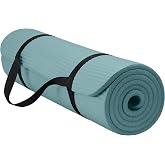 Gaiam Thick Yoga Mat, Exercise &amp; Fitness Mat with Easy-Cinch Carrying Strap | Non-Slip NBR Foam | Joint Cushioning | Yoga, Pilates, Fitness &amp; Floor Workouts | 72"L x 24"W
