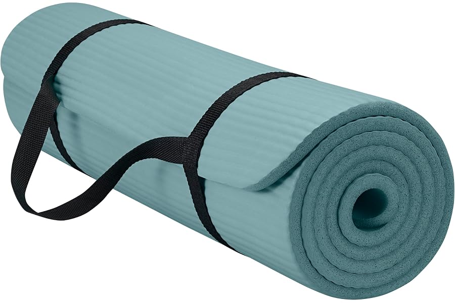Gaiam Thick Yoga Mat, Exercise & Fitness Mat with Easy-Cinch Carrying Strap | Non-Slip NBR Foam | Joint Cushioning | Yoga, Pilates, Fitness & Floor Workouts | 72"L x 24"W