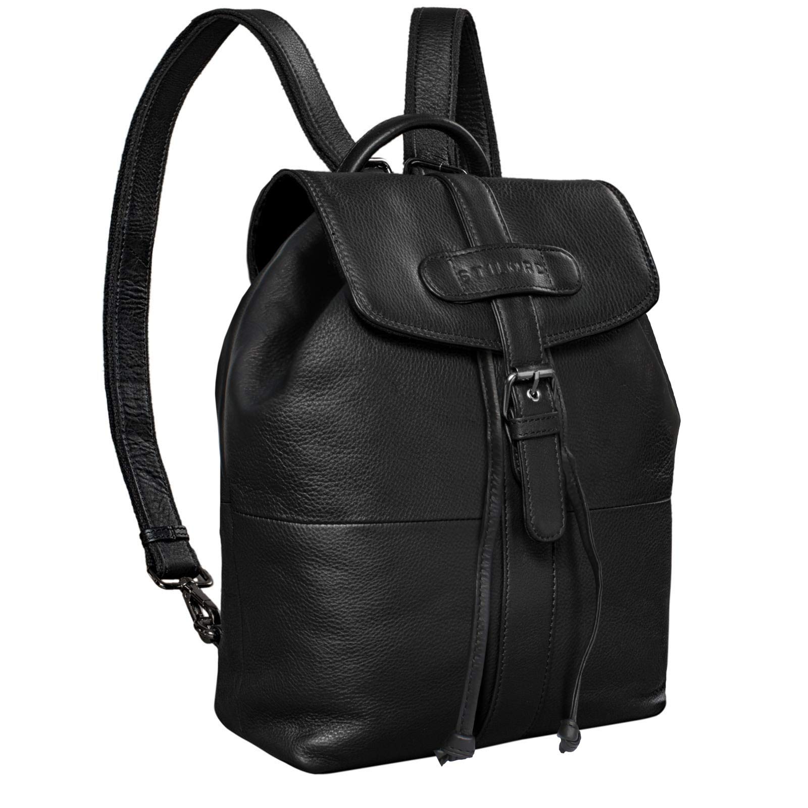 STILORD "Ranger" Vintage Backpack Leather 13,3 inch Laptop Backpack for MacBook Robust and Elegant Retro Backpack Daypack Genuine Leather Colour:Black