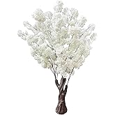 Artificial Cherry Blossom Tree, 4.3FT White Faux Cherry Blossom Tree for Home, Wedding & Party Decoration, Indoor & Outdoor