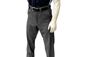 Smitty | BBS-355 | 4-Way Stretch Flat Front Plate Pants Slash Pockets Non-Expander Baseball Softball Umpire Grey NFHS