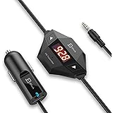 JETech Wireless FM Transmitter Radio Car Kit for Smart Phones Bundle with 3.5mm Audio Plug and Car Charger (Black)