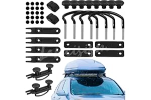 LANCISISM 4 Pcs Roof Box U-Bolt Clamps, Upgraded Rooftop Cargo Carrier Rack Bolts, Car Van Mounting Fitting Kit 85mm Inner Width Metal U-Bracket Clips w/ 8 Lock Nuts 2 Straps