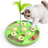CGBD Cat Puzzle Feeder Toy, 3 in 1 Interactive Slow Feeder for Cats, Green | 3-in-1 Cat Puzzle Toy, Food-Grade ABS, Track Bal