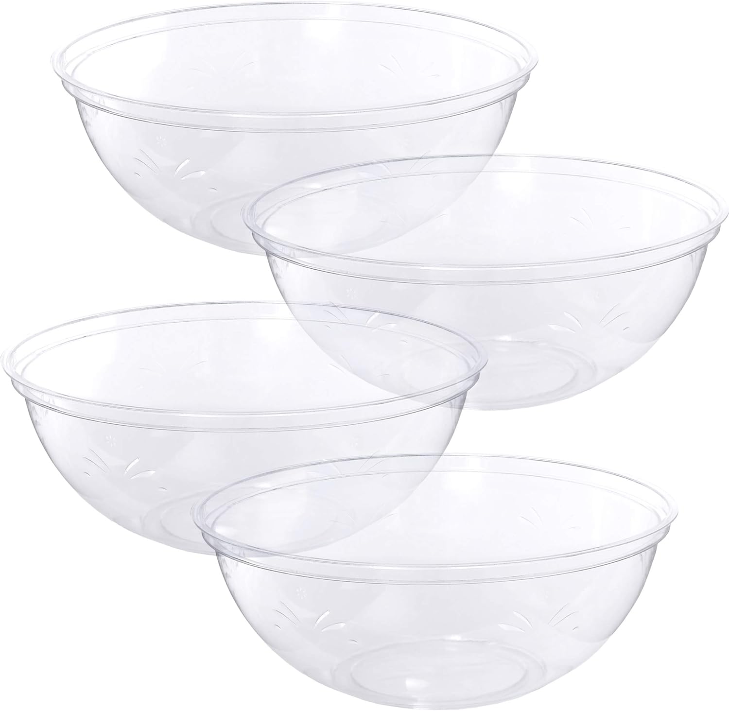 Plasticpro Disposable Round Serving Bowls, Party Snack or Salad Bowl, Plastic Crystal Clear Pack