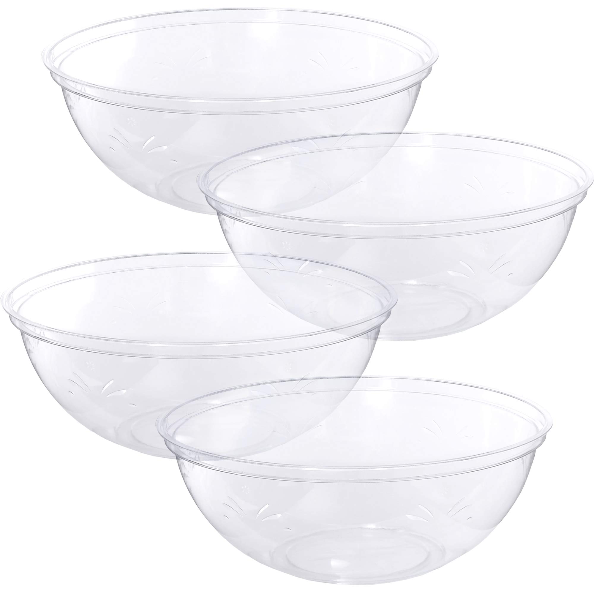 Photo 1 of PLASTICPRO Disposable Round Serving Bowls, Party Snack or Salad Bowl, Plastic Crystal Clear Pack of 4 (X Large Bowls, 8)
