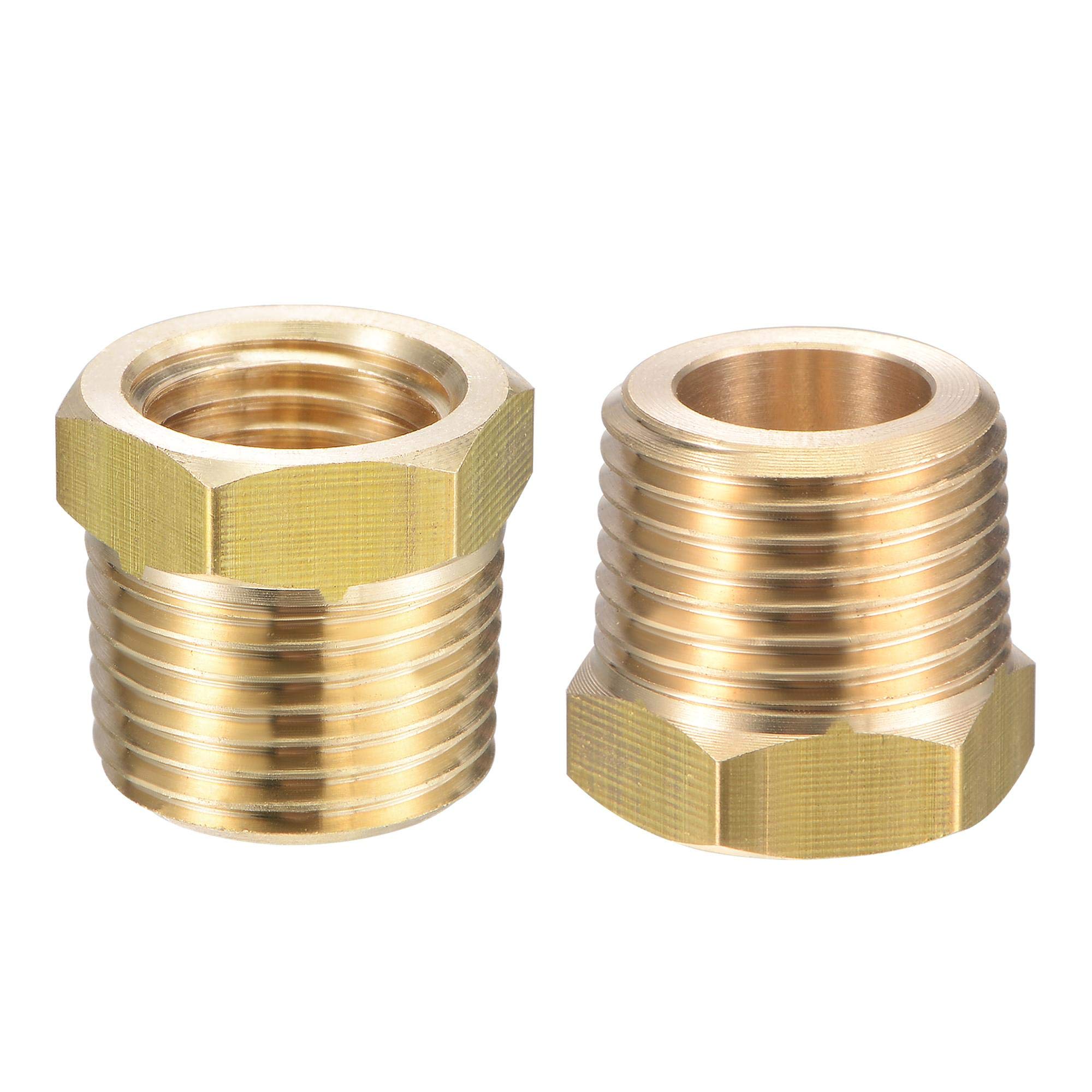 sourcing map Brass Pipe Fitting Reducer Adapter 3/8" NPT Male x 1/4" NPT Female for Water Oil Air Pressure Gauge Temp Sensor, 2pcs