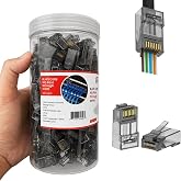 Cablix Cat6 RJ45 Crimp Connector Non Pass-Through 8P8C UTP Male Plug for Solid Cable Transparent Black, Pack of 200
