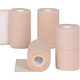 Worive 4 Rolls Elastic Tape, Breathable Self Adhesive Bandage Wrap, Flexible Stretch Bandages for Sports Wrists Sprains Knees Ankles, for Animals and Pets, 5 Yards (4 Inch in Width)