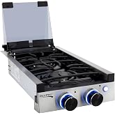 RecPro RV Built In Gas Cooktop | 2 Burner or 3 Burner | RV Cooktop Stove | 6,500 and 8,000 BTU Burners | Cover Included (Stai