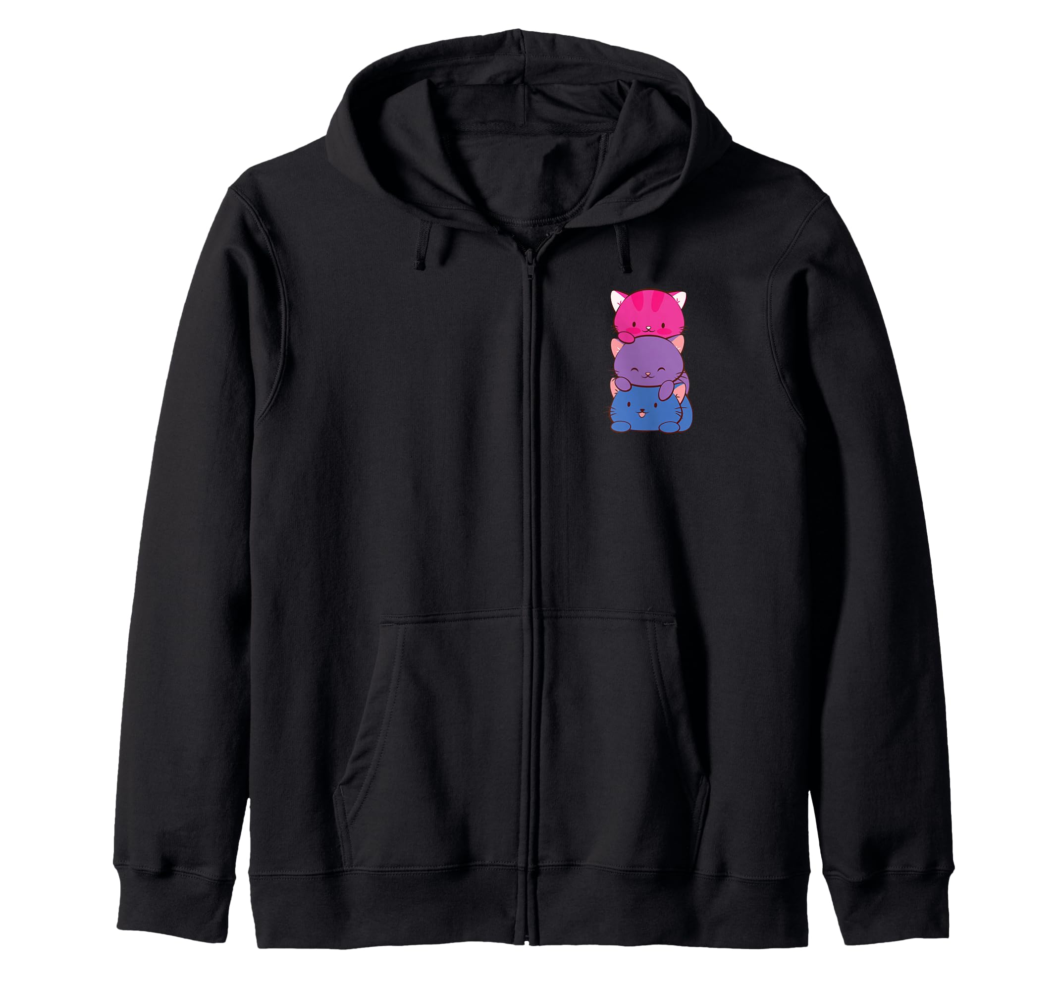 Bisexual Pride Kawaii Kitty Cat Stack Anime Zip Hoodie