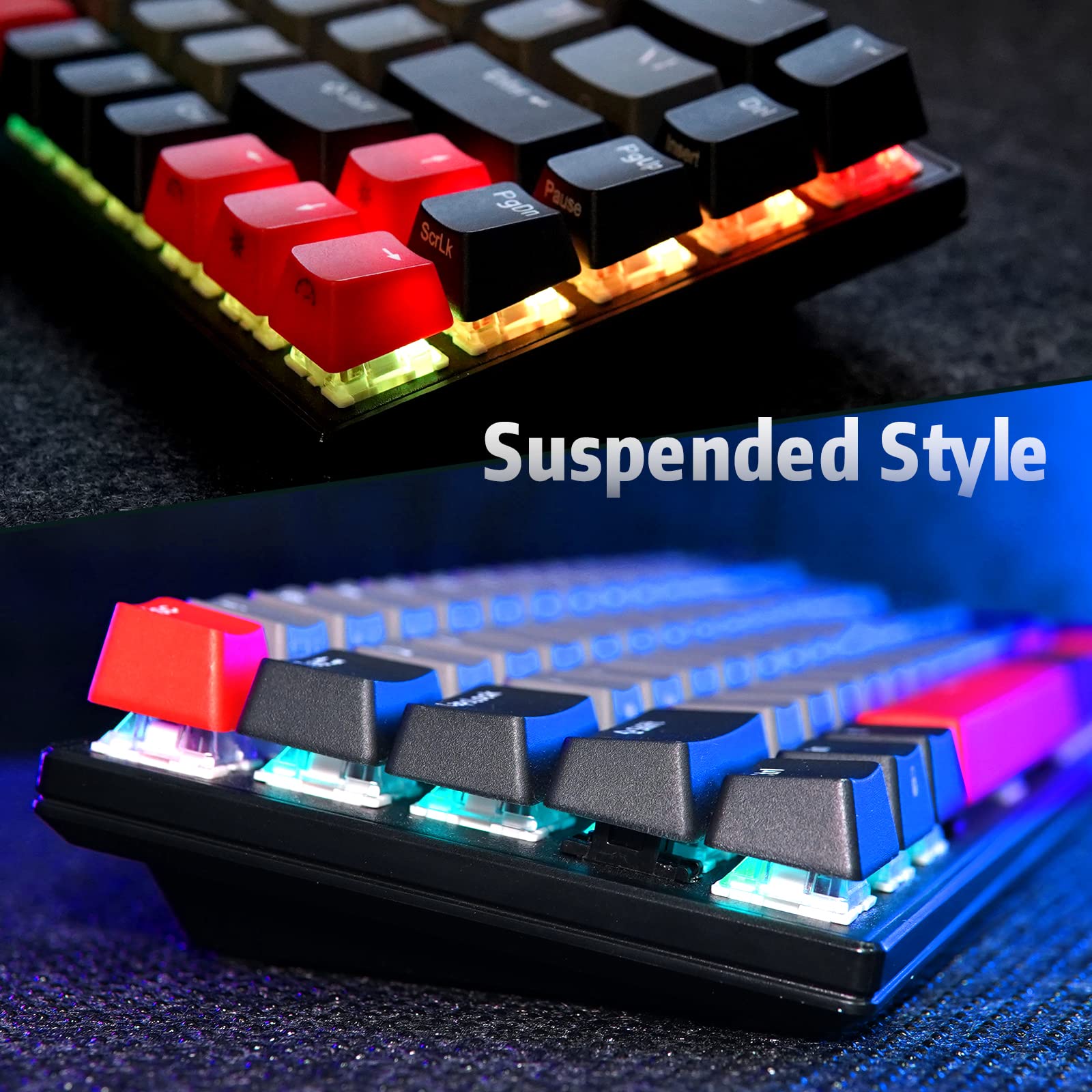 RK ROYAL KLUDGE RK G68 65% Wireless Mechanical Keyboard, Bluetooth5.1/2.4G/Wired Hot Swappable Mechanical Keyboard with RGB 68 Keys 3 USB Ports PBT Keycaps, Brown Switch for Mac Windows, Dolch