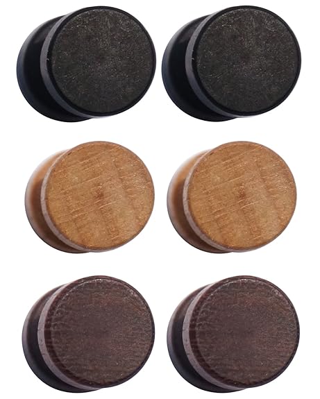 Vintage Ohrstecker-Set, ähneln Tunnel-Plugs, Unisex, Holz und Edelstahl.