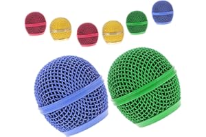 TIDTALEO 8Pcs Microphone Grill Replacement Heads Mesh Covers for Wired Mics Colored Mic Grille Gold Rose Red