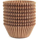 Eoonfirst Standard Size Baking Cups Food-Grade Greaseproof Paper Cupcake Liners 200 Pcs (Natural)