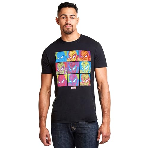 Marvel Men's Marvel - Pop Art Spidey Mens Black Lrg T Shirt, Black (Black Blk), L UK