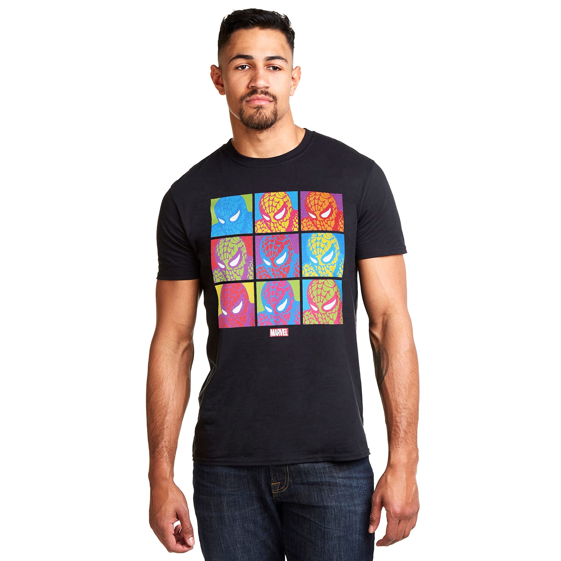 Marvel Men's Pop Art Spidey T Shirt, Black (Black Blk), S UK