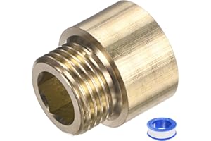 M METERXITY 1-Set Shower Head Extension Arm, Brass G1/2 Male to Female Extension Pipe Fitting Adapter with PTFE Thread Seal T