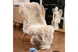 LLB Genuine Sheepskin Area Rug Wool Rug Fur Carpet Fluffy Shaggy Fur Rug for Living Room Kids Bedroom Real Sheepskin Throw Lambskin Rugs Sofa Mat Chair Seat Covers (Cream Brown, 2 x 6 ft Sheepskin)