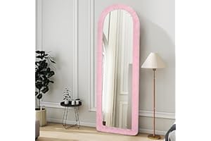 ANORTREK Fluffy Mirror Cover (NO MIRROR) for 64"x21" Arch Full Length Mirror, Protective and Decorative Cover for Floor Length Mirror - Enhance Room Ambiance, Pink Room Decor