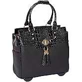 JKM and Company Alligator Compatible With Computer iPad, Laptop Tablet Rolling Tote Bag Briefcase Carryall Bag | Compatible With, Computer, iPad, Laptop, Tablet, Rolling